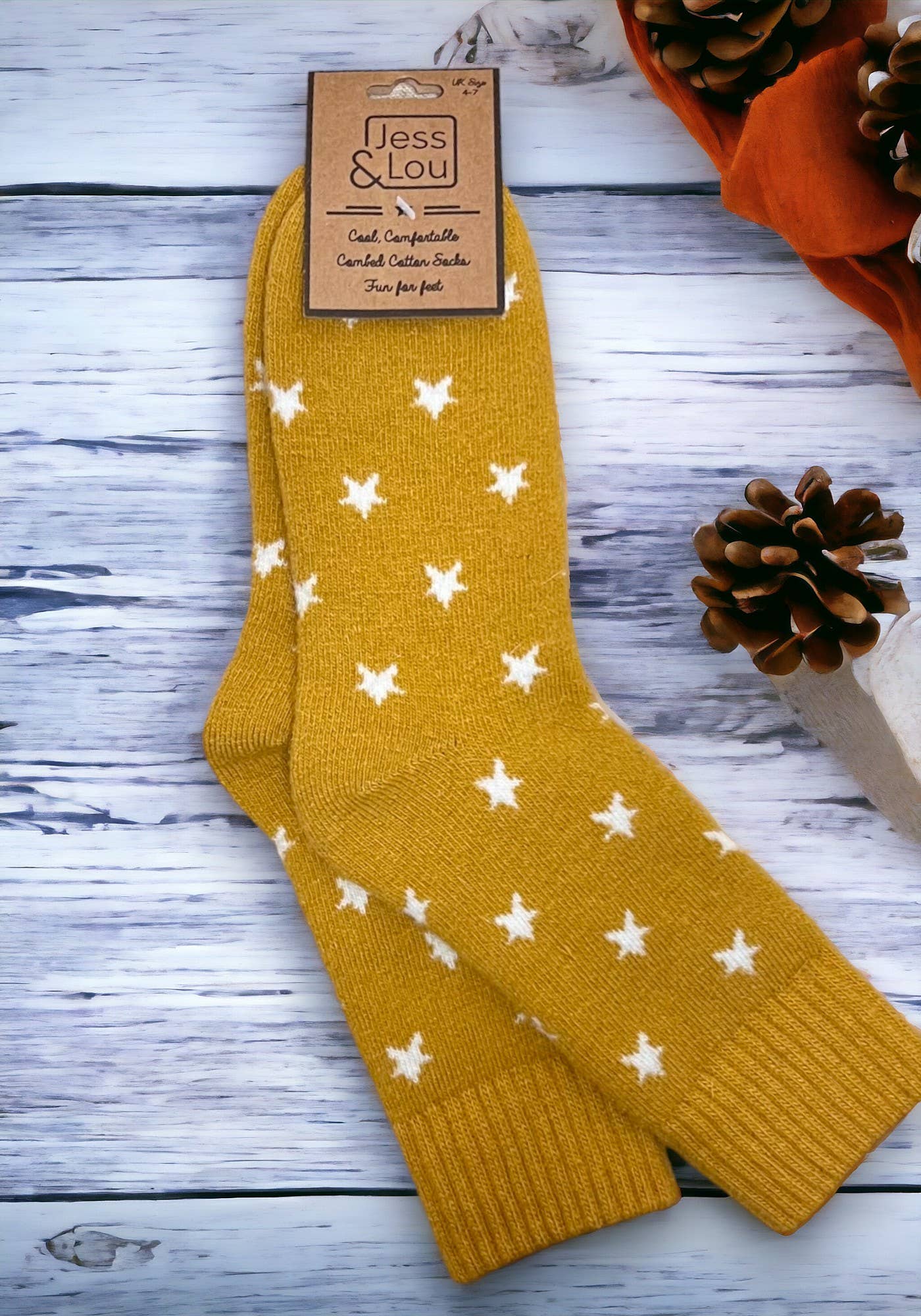 Jess & Lou – wholesale Socks – Women's – Stylish Stars Ribbed Socks