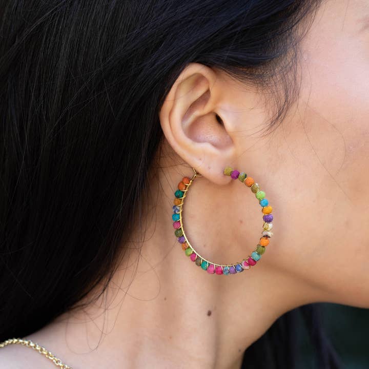 Anju Jewelry - Wholesale Hoop Earrings - Aasha Kantha Handcrafted Large Loop Closure Hoop Earrings