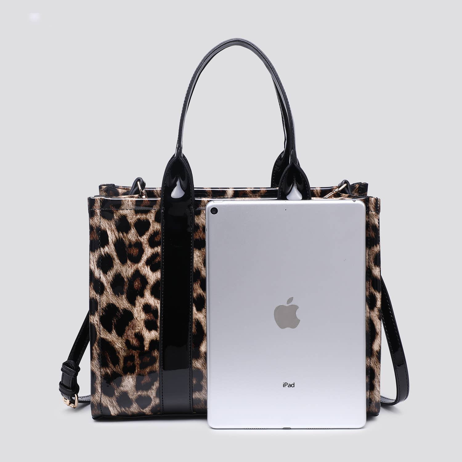 House of Milano - Wholesale Tote Bag - Women's - Leopard Print Patent Tote Bag # 254592