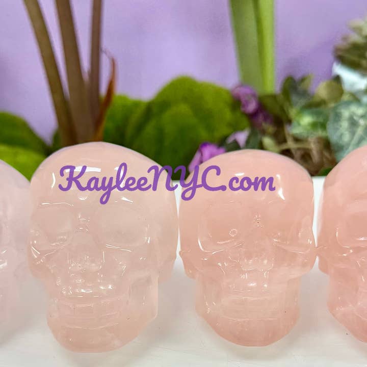 Natural Rose Quartz Skull Crystal Healing for wholesale by KayleeNYC