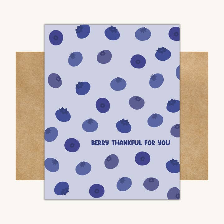 Berry Thankful for You -- Blueberry Card // Cards with Fruit for wholesale by Kelly Scott Design Co