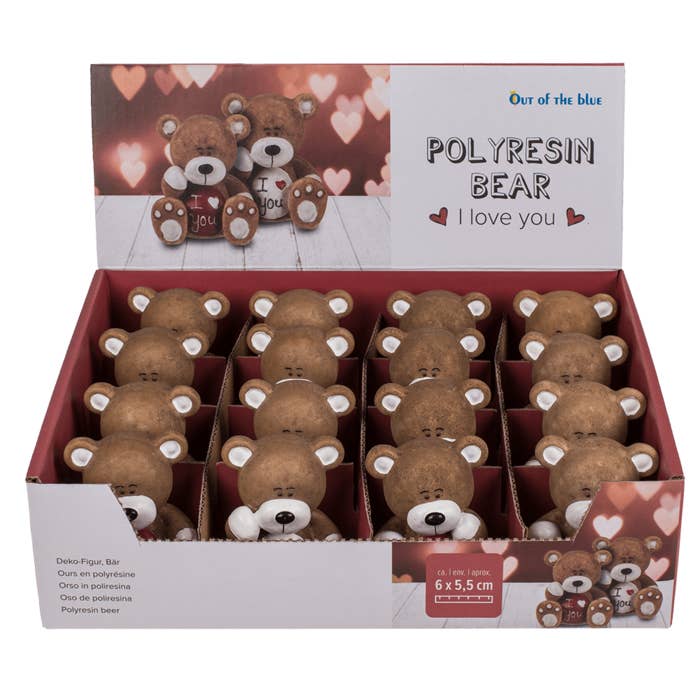 Out of the blue KG - Wholesale Decorative Figurine - Polyresin bear, I love you,1