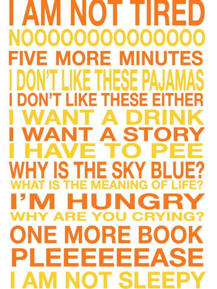 Pop-Art-Druck von Giraffes and Robots mit Aufschrift „Bedtime Words“ für den Großhandel von Giraffes and Robots Pop Art Studio