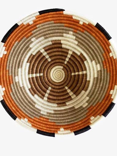 Mbali Rwanda Bowl Basket - Aardekleurig met verbrand oranje voor wholesale door The African Home Goods