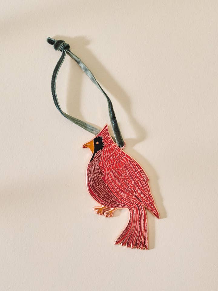 Cardinal Enamel Christmas Tree Ornament for wholesale by One & Only Paper
