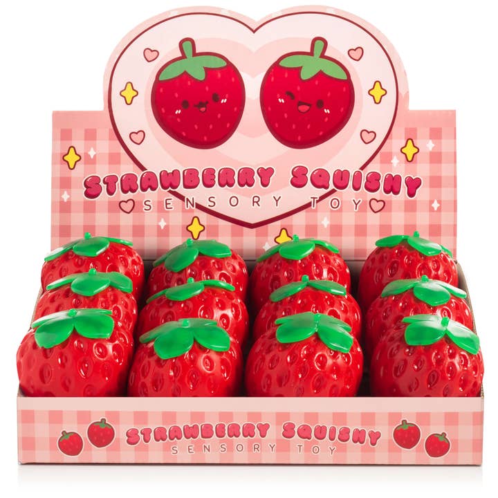 Kawaii Slime Company - Wholesale Squishy Toy - Kids & Baby - Strawberry Shaped Sensory Squishy Toy (12pc/case)