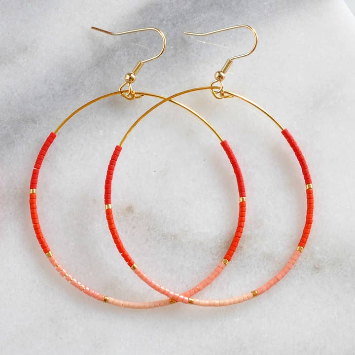 Libby & Smee - Wholesale Dangle Earrings - Large Gold Beaded Dangle Hoop Earrings26