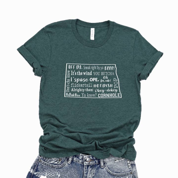 T-shirt graphique unisexe dictons et phrases du Dakota du Nord pour la vente par 85th Avenue Shop