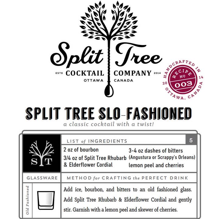 Split Tree Cocktail Co - Wholesale Cocktail Mix/Syrup - Rhubarb Elderflower Cordial Cocktail and Soda Mix2