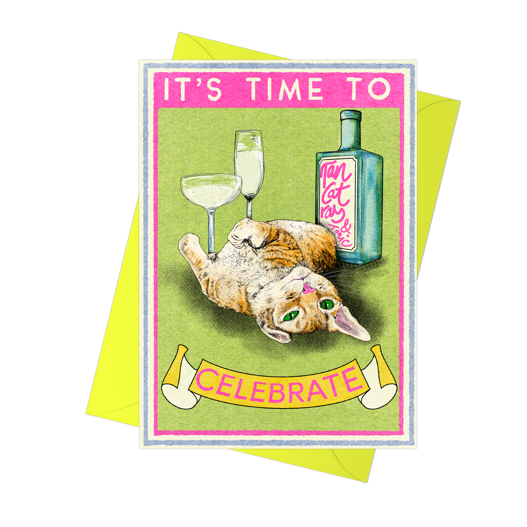 Fawn & Thistle Ltd (US Duties Paid) – wholesale Birthday card – Time To Celebrate Ginger Cat Card | Birthday | Congrats3