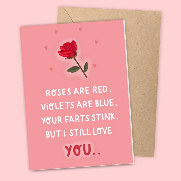 Roses are red.. Valentines Card for wholesale by Lazy Sunday Collective