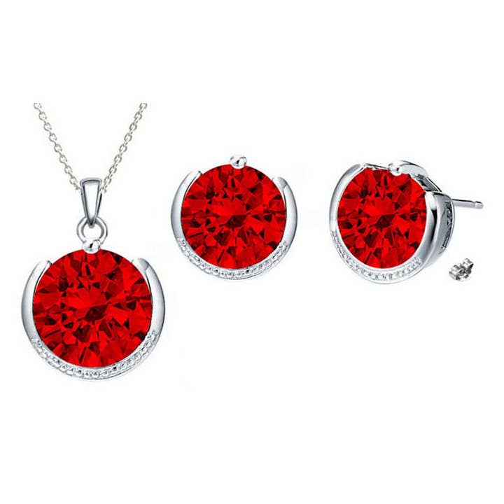 Ruby BIRTHSTONE Swarovski® Crystal Handmade Pendant Set for wholesale by Glimmering Handmade