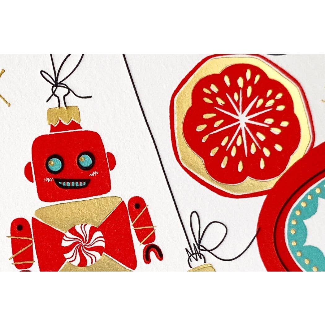 Porchlight Press Letterpress – Engroshandel Julekort – Vintage ferie retro ornamenter kort1