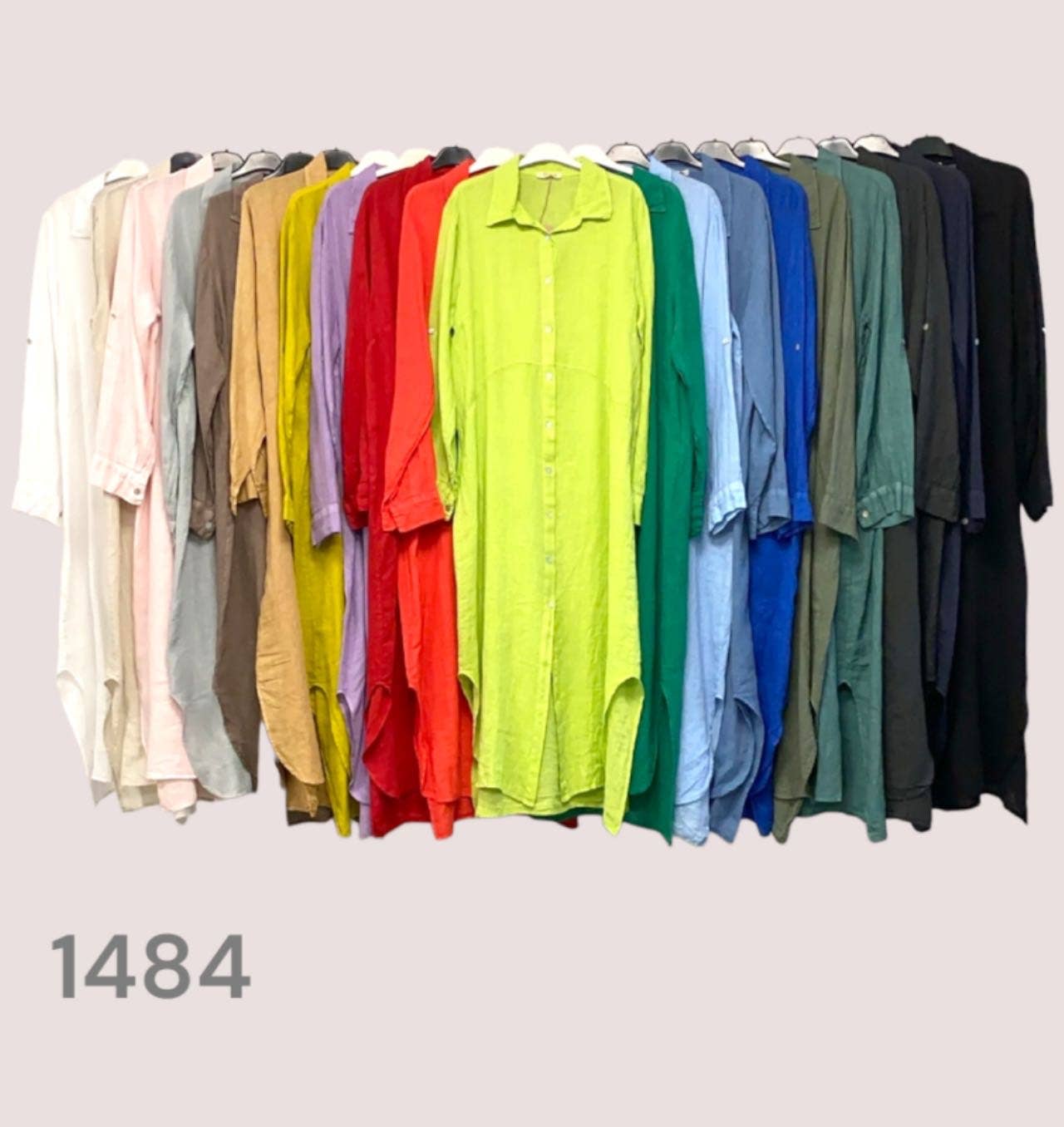 LÉA & LUC - Wholesale Dress - Women's - Long shirt dresses in 100% Linen REF. 148463