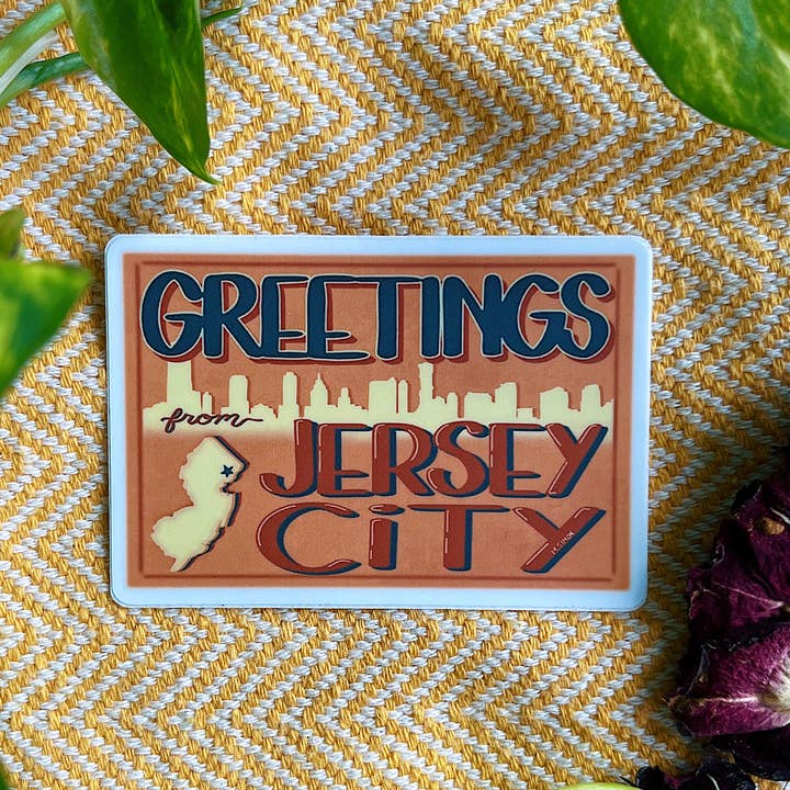 Greetings from Jersey City Vinyl Sticker • DoodleAllDayy for wholesale by Doodlealldayy