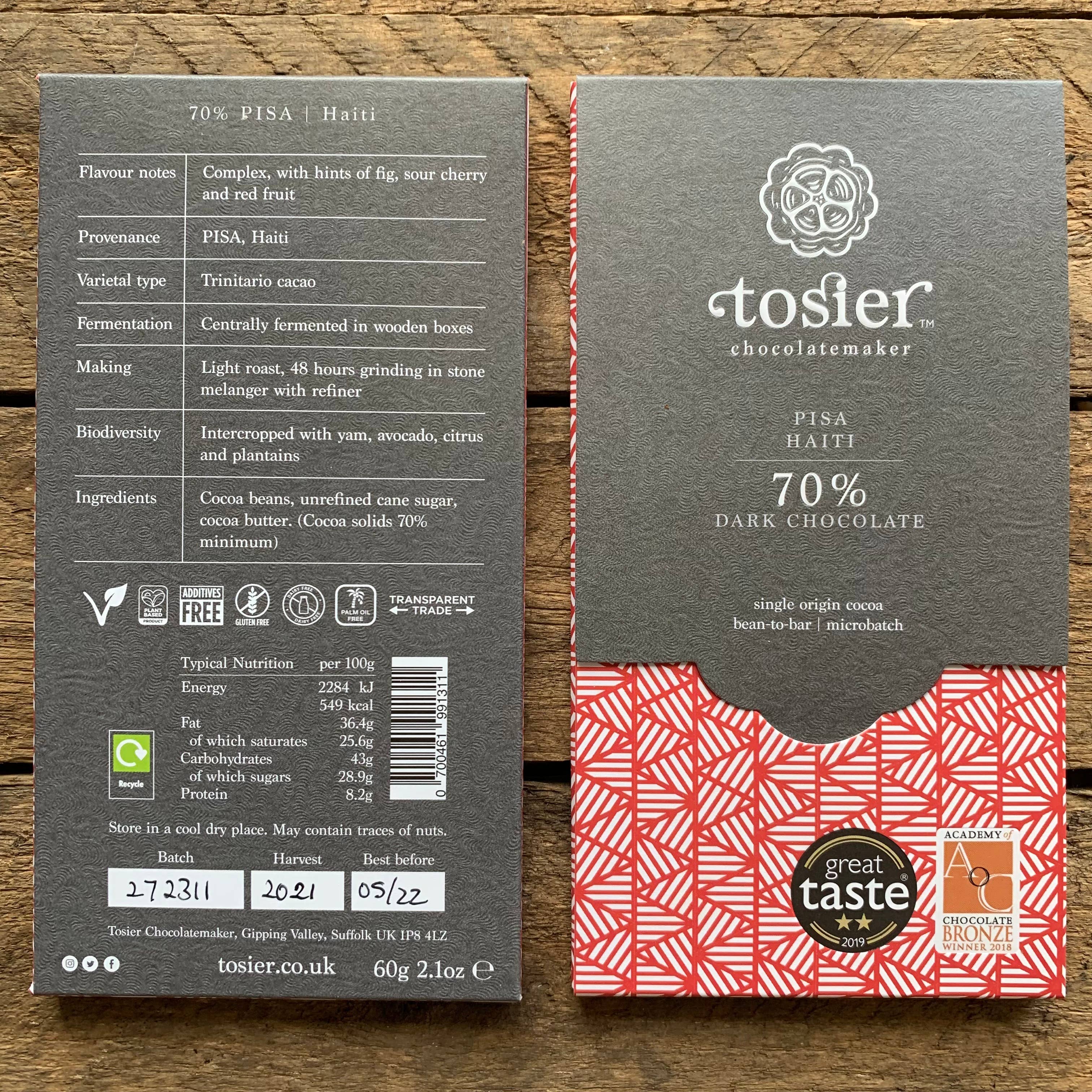 Tosier Chocolatemaker – Barra de chocolate por atacado – 70% PISA Chocolate, do Haiti1