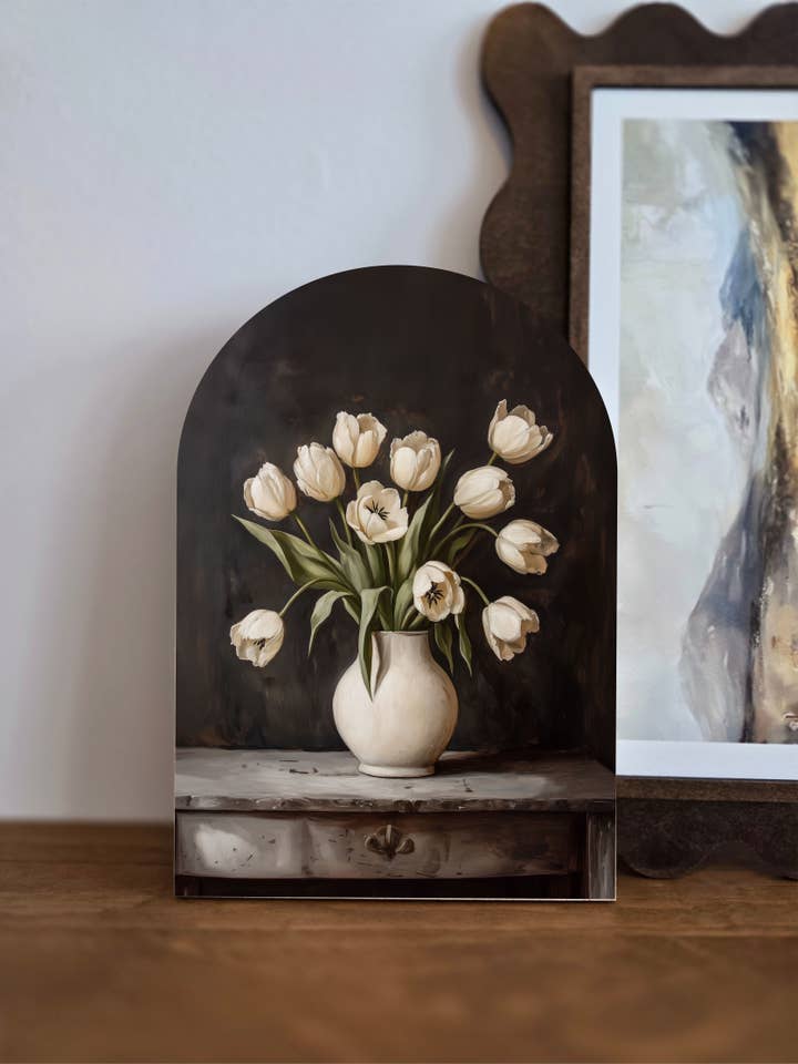 Blomsterbue Skilt - Dark Academia Kunsttryk - Træskilt for engroshandel hos The 19th Collective