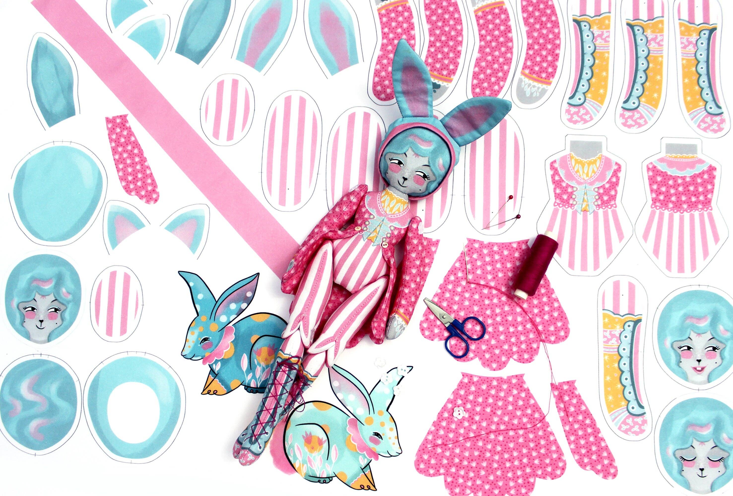 Miss Ella – wholesale DIY craft kit – DIY Dolly Kit - Mewky the Circus Ringmaster Cat Bunny Doll10