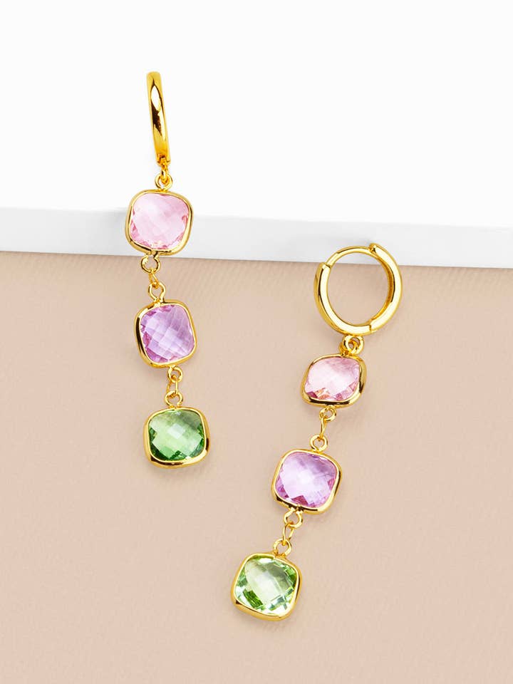 Boucles d'oreilles pendantes en chaîne de cristal pour la vente par ZENZII Jewelry