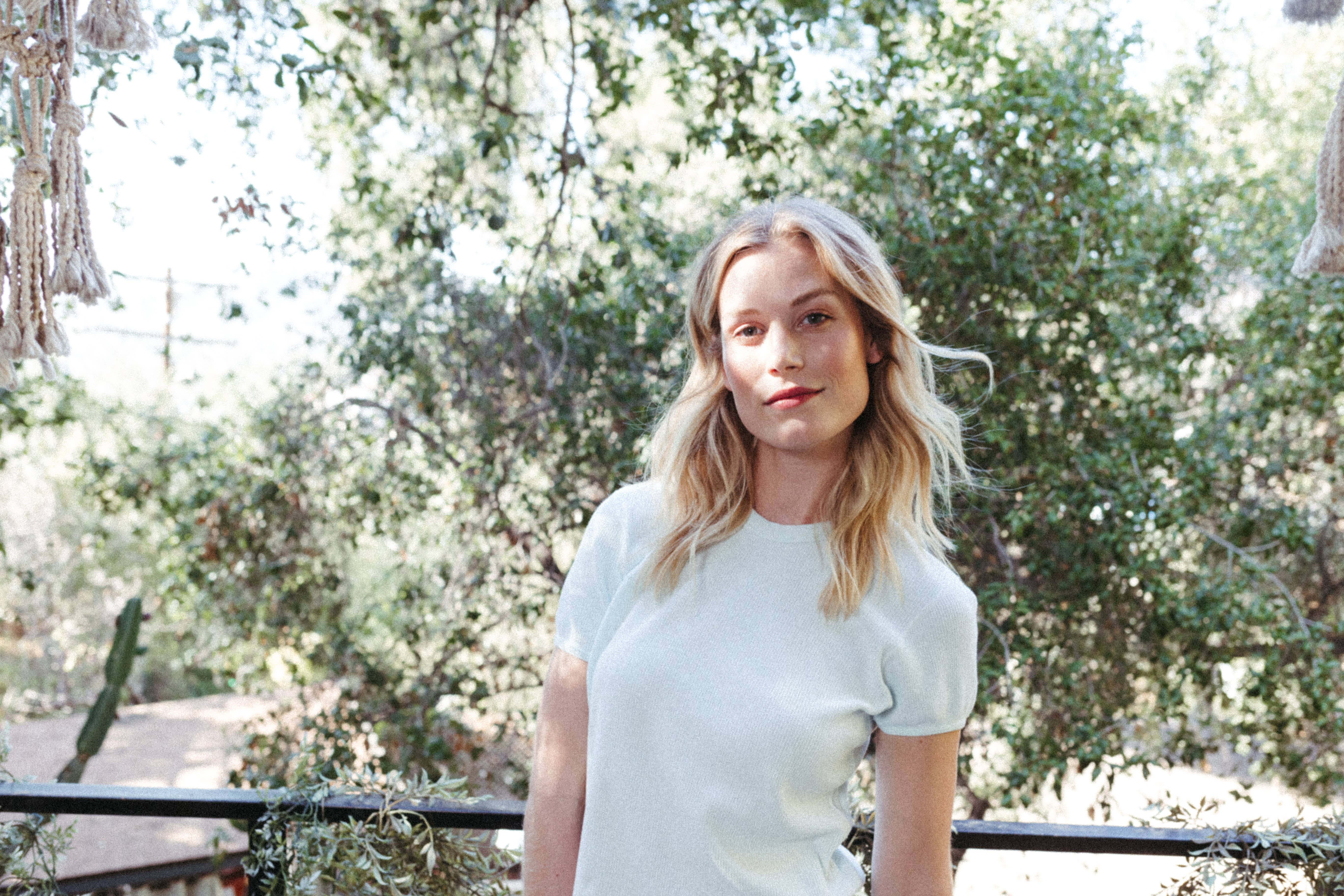 J. Marin Co. - Wholesale T-Shirt - Women's - Organic Cotton Thermal Surplus Tee - Natural/Rosewater Pink3