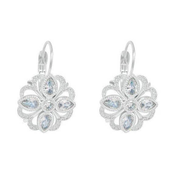 Vintage Gabby Decó Ronde Peer Witte Cubic Zirconia Wit Goud Drop/Hang Oorbellen Bruiloft-Cadeau-Sieraden voor wholesale door TiaraBleu