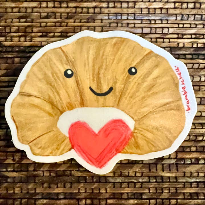 Croissant Cutie Sticker for wholesale by Bramble Schell Studio