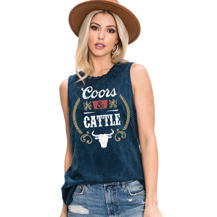 HRTandLUV - Wholesale Tank Top - Women's - COORS CATTLE GRAPHIC TANK TOP4