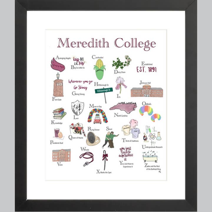 Ethel B Designs - Wholesale Art Print - Meredith College Alphabet