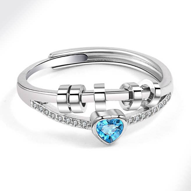 Heart Bead Worry Anxiety Fidget Spinner Ring in Solid Copper for wholesale by Perimade & Co. LLC