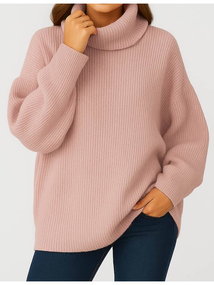 Sweetkama - Wholesale Tunic sweater – Women’s - Ladies Solid Color Turtle Neck Long Sleeves Sweater6