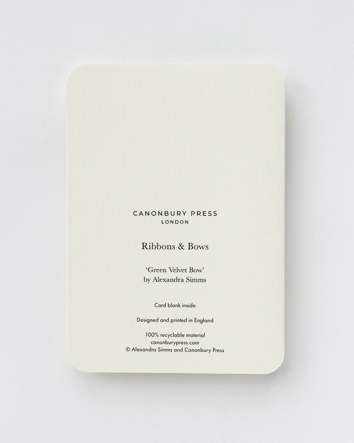 Canonbury Press - Wholesale St. Patrick's Day Card - Green Velvet Bow Greeting Card | Birthday Card3