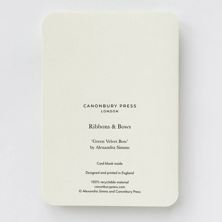 Canonbury Press - Wholesale St. Patrick's Day Card - Green Velvet Bow Greeting Card | Birthday Card3