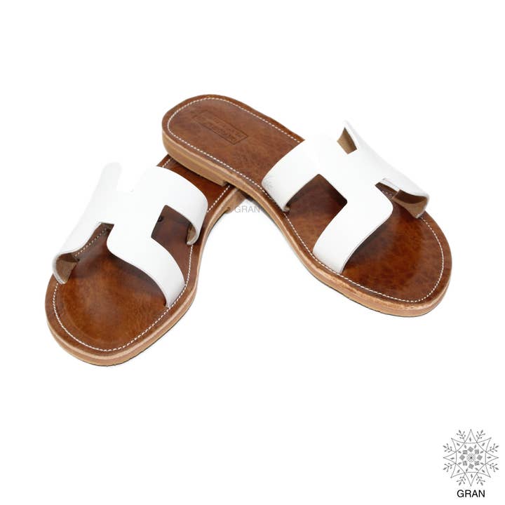 Gran Wholesale - Wholesale Sandals - Women's - White Leather Sandals, Comfortable Summer Slides, Footwear.12
