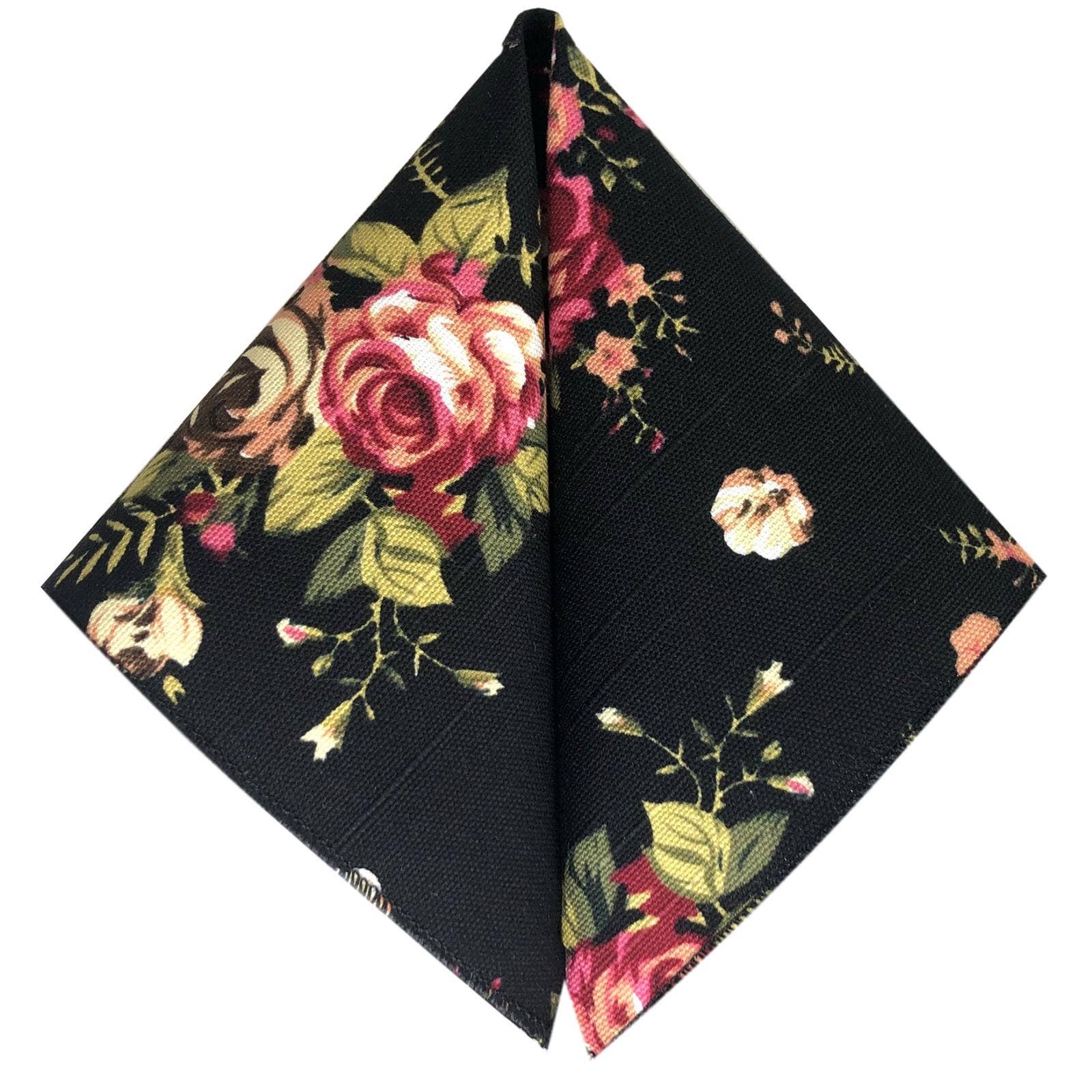 GASSANI - Wholesale Bow Tie - Men's - GASSANI Set of 2 Black Linen Wedding Bow Tie Handkerchief Floral Flower Bow Pre-tied3