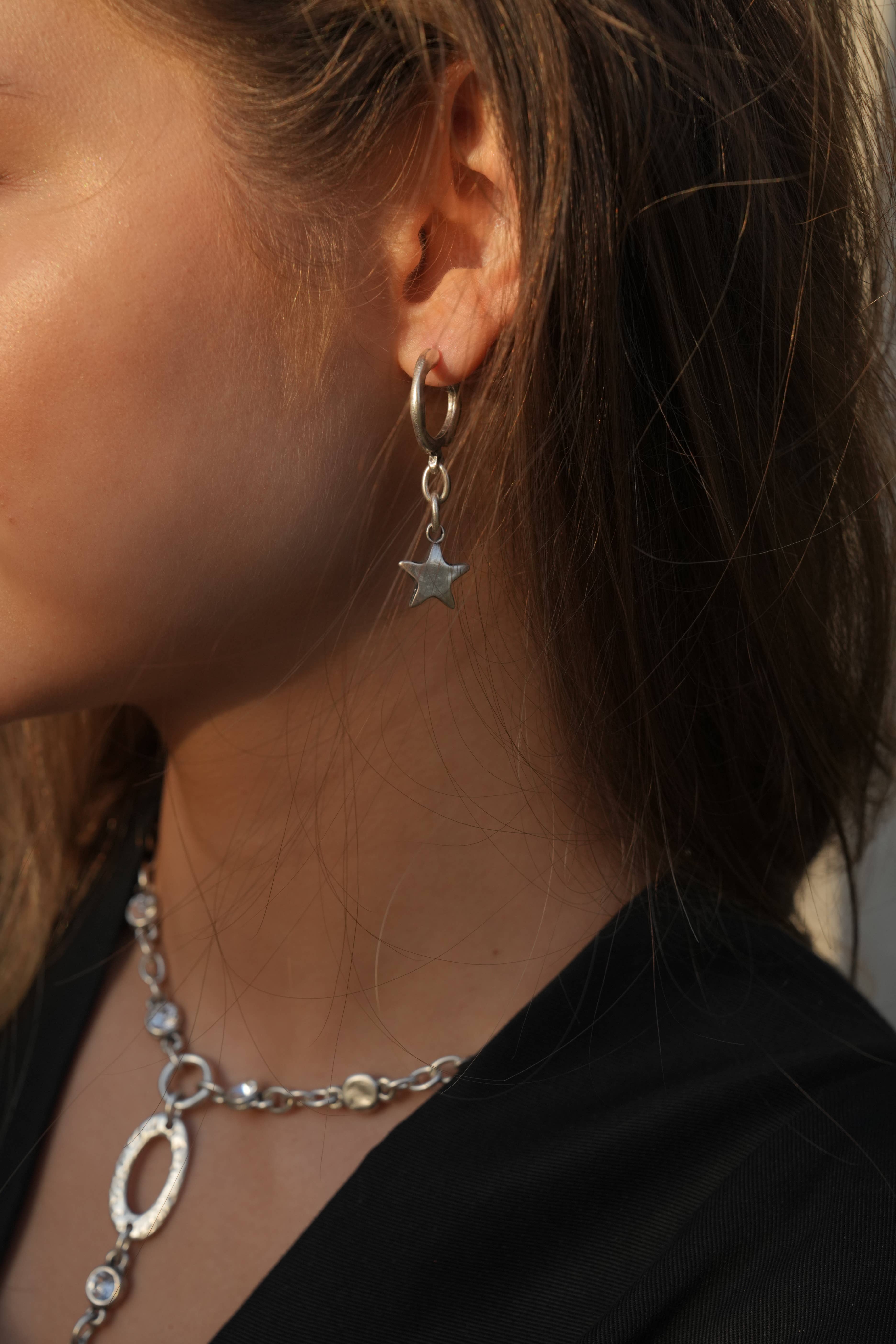 Chanour - Wholesale Dangle Earrings - Handmade Star Pewter Earrings - 18231