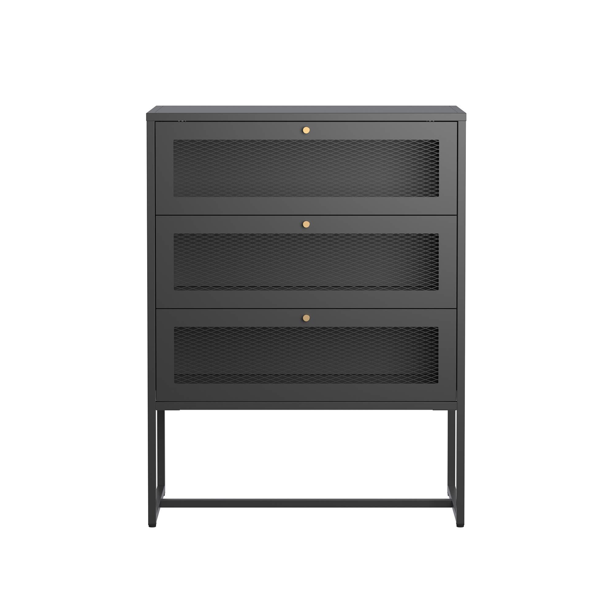 Glamour Home - Wholesale Cabinet - Bentley 41.34-inch Black Three Drawer Metal Cabinet