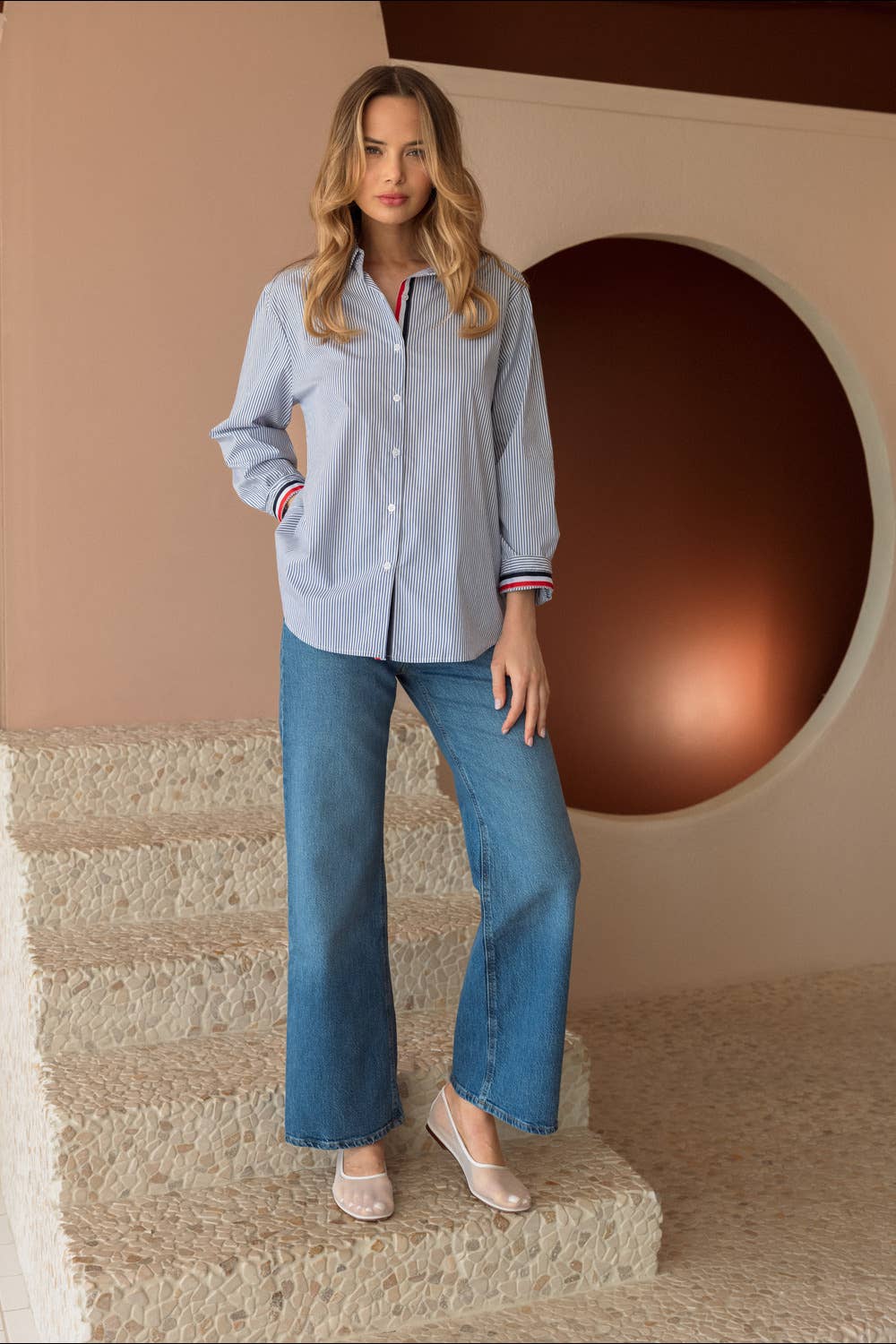 Joh Apparel – wholesale Blouse – Women’s – Jasmine Cotton Pinstripe Shirt4