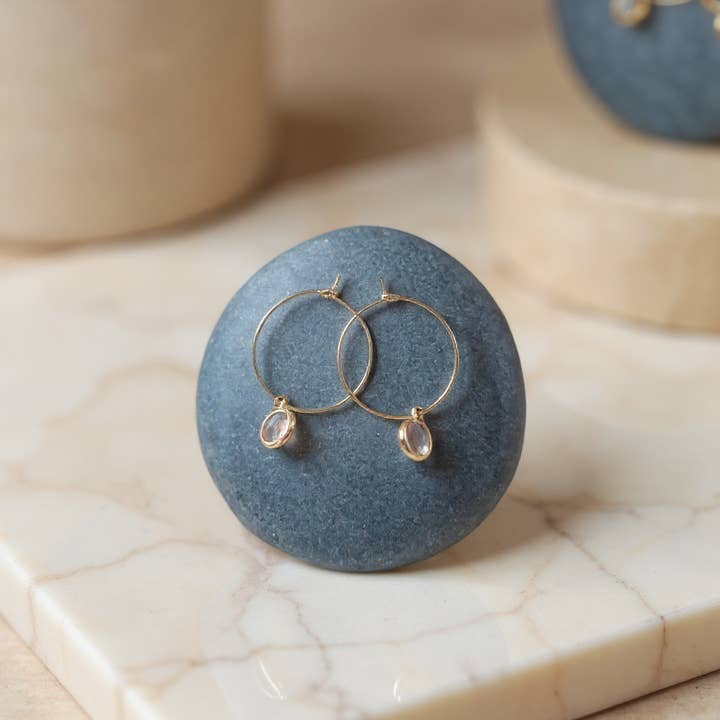 Small Pink Circle Brass Hoops for wholesale by Yemaya Collections