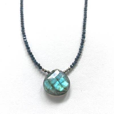 Susan Roberts Jewelry - Wholesale Beaded/Pearl Necklace - Labradorite & Sapphire Heart Necklace1