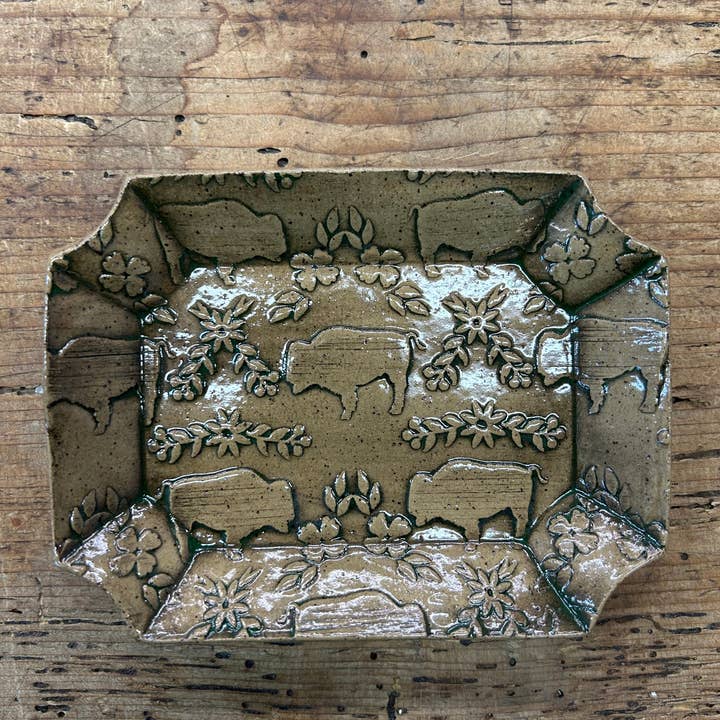 Sweet Rolling Pins - Wholesale Rolling pin - Embossed Buffalo With Flowers Rolling Pin – Baking2