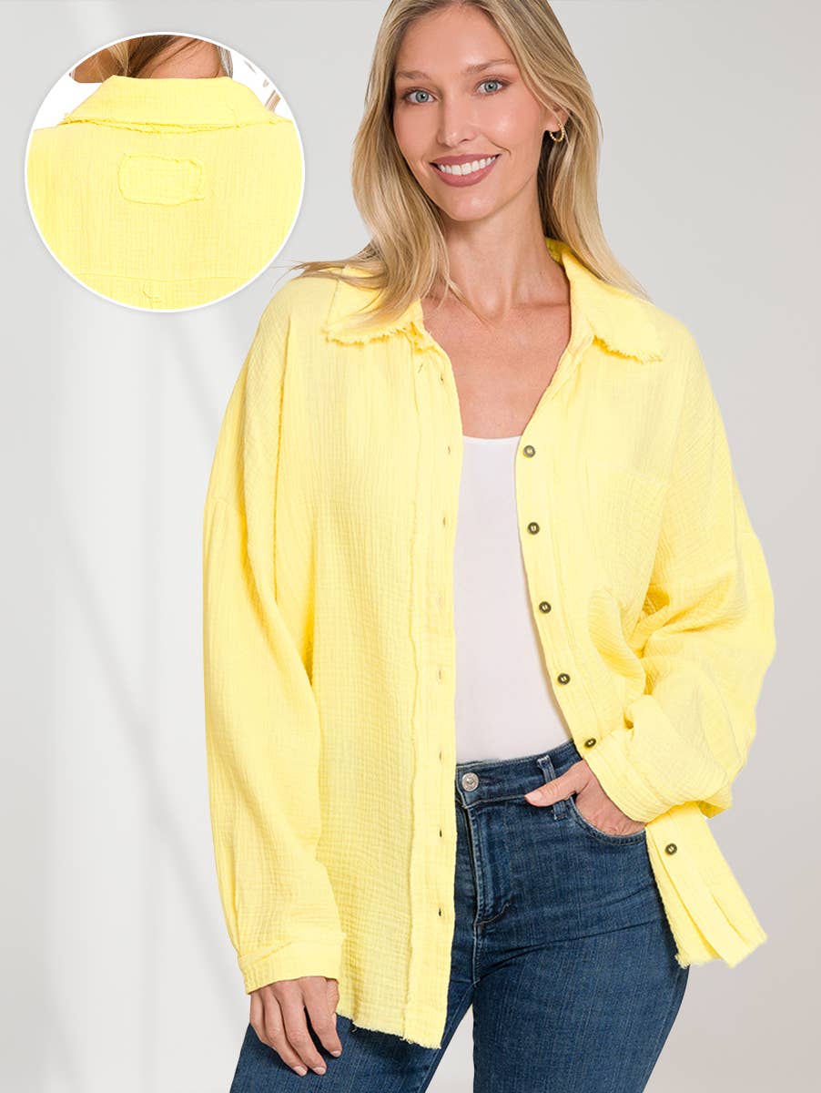 42POPS – Engroshandel Skjorte med buttondown – til kvinder – .OVERSTØRRELSE SKJORTE MED RÅ KANT OG BAGPATCH7