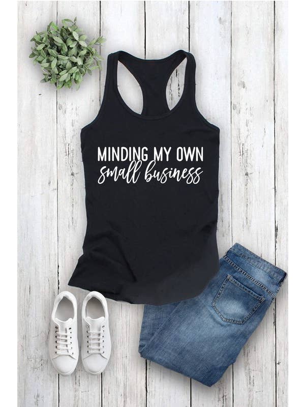 Top Avenue - Wholesale Tank Top - Women's - Fit Racerback Top - Minding My Own Small Business Print6