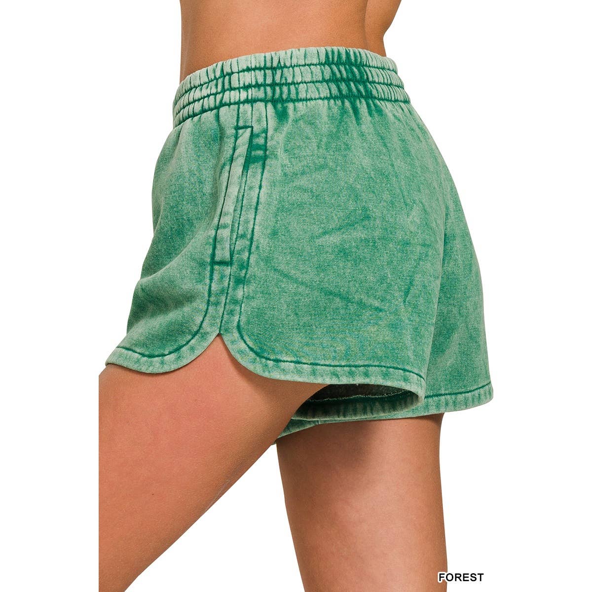 Blue Bunny Inc - Wholesale Shorts - Women's - Acid Washed Elastic Waist Dolphin Shorts Sporty Casual Vibe7