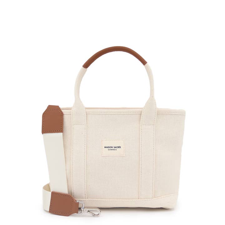 Miramar Beige Mini-Schultertasche für den Großhandel von Maison Sacrée