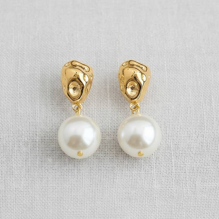 Sculptural Liquid Form Pearl Stud Earrings for wholesale by Ellemadera