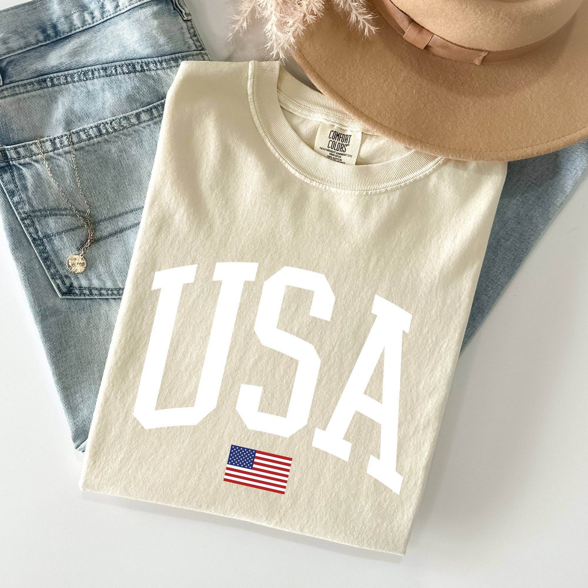 Refinery Number One LLC – wholesale T-shirts med screentryck – Dam – USA Flagga, Amerika, Patriotisk, Vit, 4 juli T-shirt7