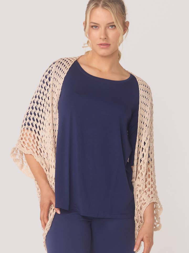 BioLuxe Crochet Kimono Shrug for wholesale by Bella Bodies Australia