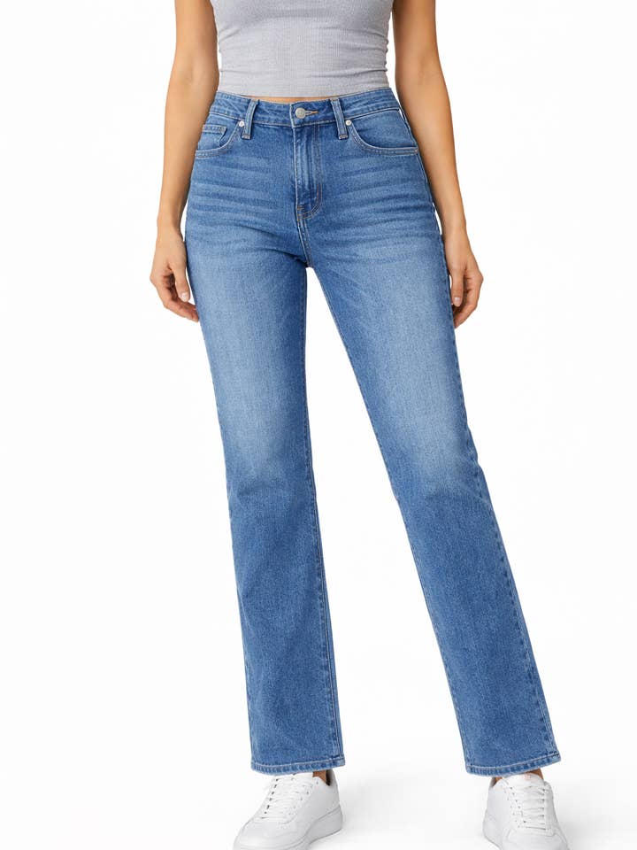 Petite 27" Mid-Rise Straight Leg Jean in Willa for wholesale by 1822 Denim