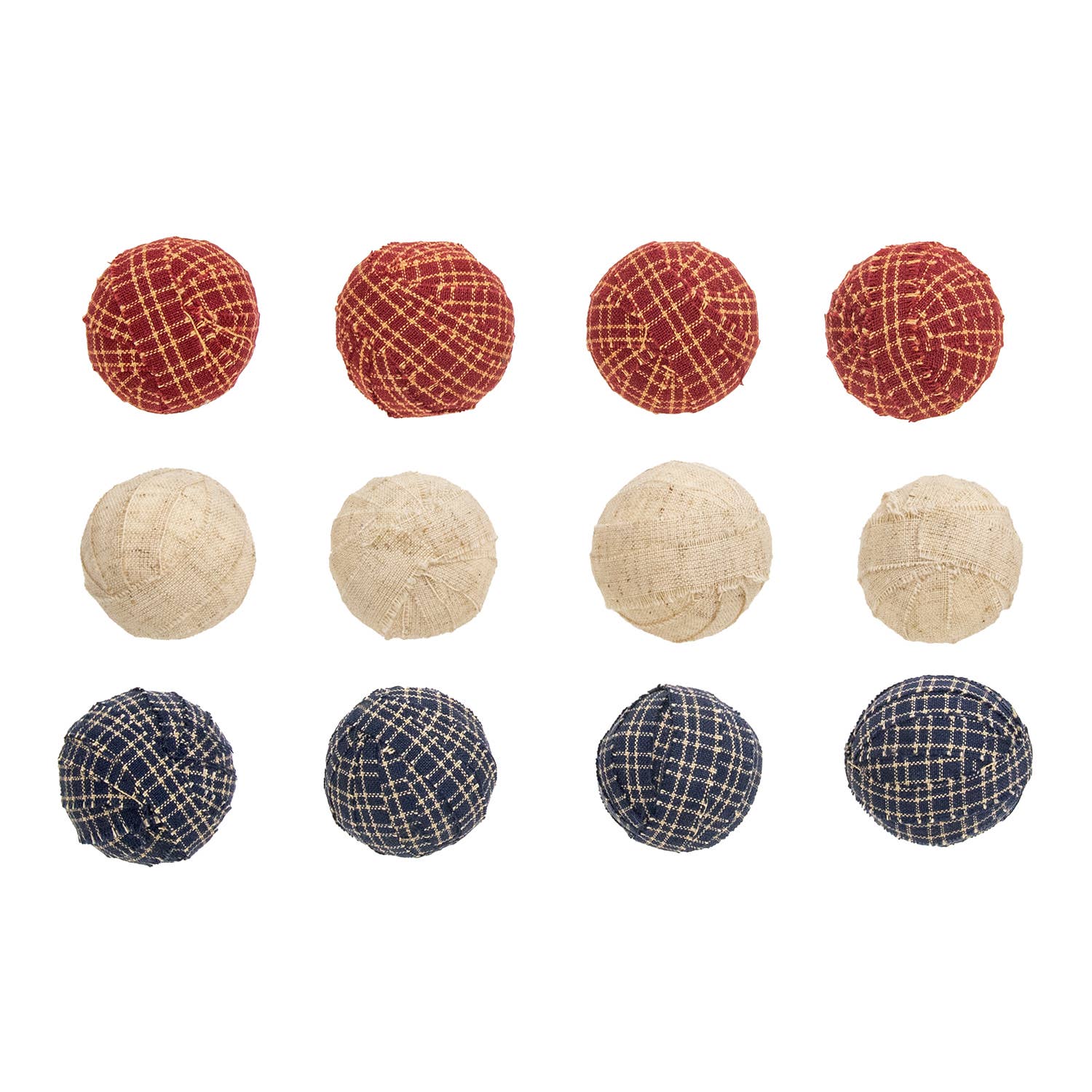 The Hearthside Collection - Wholesale Decorative Tabletop Object - 12/Set, Americana Primitive Plaid Rag Balls2