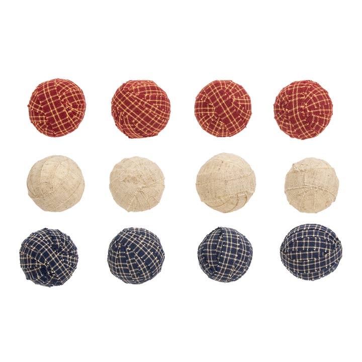 The Hearthside Collection - Wholesale Decorative Tabletop Object - 12/Set, Americana Primitive Plaid Rag Balls2